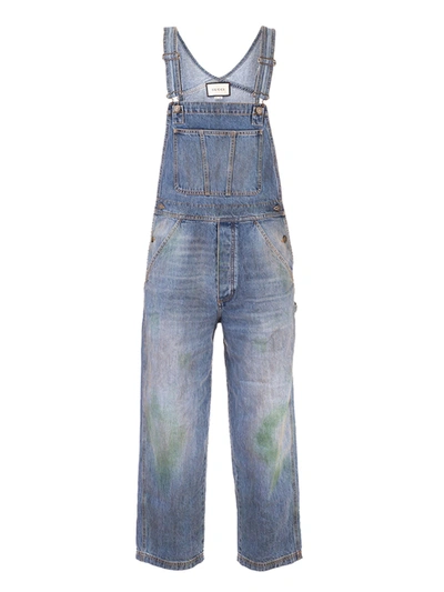 Gucci Washed Denim Overalls In Light Blue