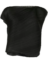 Issey Miyake Musical Score Diagonal Pleated Top In Black