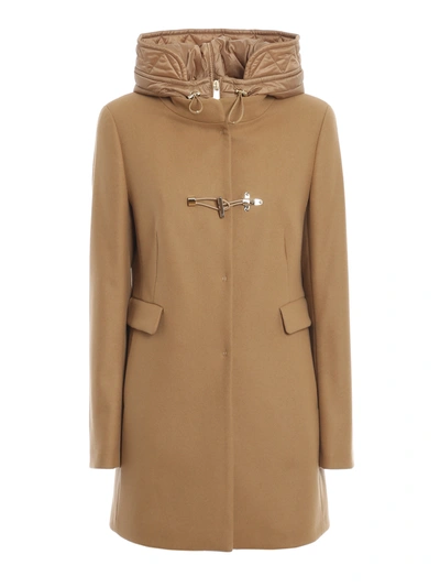 Fay Wool Blend Duffle Coat In Camel Color