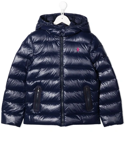 Ralph Lauren Kids' Padded Zip-up Down Jacket In Blue