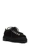 Schutz Lucille Faux Shearling-lined Suede Hiking Boots In Black