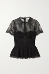 Simkhai Kehlani Grosgrain-trimmed Lace Bustier Top In Black