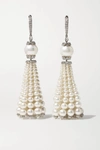 AMRAPALI 18-KARAT WHITE GOLD, PEARL AND DIAMOND EARRINGS