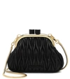 Miu Miu Miu Belle Mini Matelassé Leather Clutch In Black