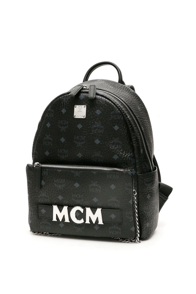 Mcm Trilogie Stark Visetos Backpack In Black,grey
