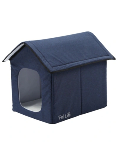 Pet Life "hush Puppy" Electronic Heating And Cooling Smart Collapsible Pet House In Navy