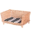 PAWSMARK PAWSMARK CAT OR DOG WICKER BED BASKET WITH INDOOR AND OUTDOOR CUSHION