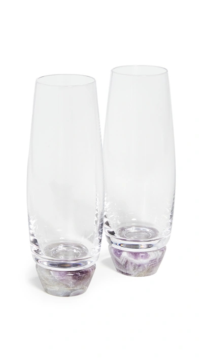 Shopbop Home Shopbop @home Set Of 2 Champagne Glasses In Amethyst