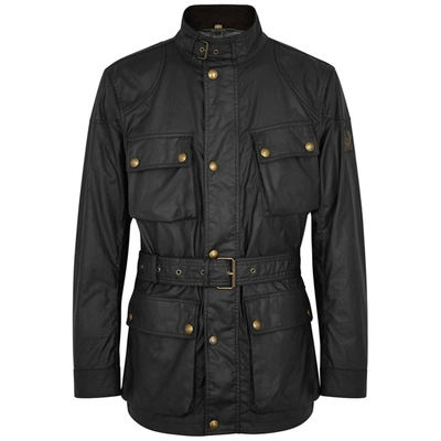 Belstaff Mens Black Trialmaster Belted Four-buttoned-pockets Regular-fit Waxed-cotton Jacket In Green