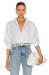 Nili Lotan Nl Pinstripe Cotton Shirt In Blue & White Stripe