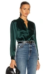L Agence Bianca Silk Charmeuse Blouse In Dark Glade