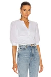 Veronica Beard Coralee Poplin And Ribbed Stretch Pima Cotton-jersey Top In White