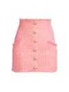 BALMAIN High-Waist Buttoned Tweed Skirt