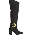 Pinko Laetitia Thigh-high Suede Heel Boots In Black