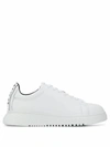 EMPORIO ARMANI EMPORIO ARMANI MEN'S WHITE LEATHER SNEAKERS,X4X312XM490A222 44