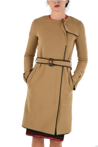 Burberry Women's 4561671 Beige Wool Trench Coat In Brown