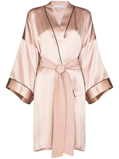 Olivia Von Halle Mimi Oyster Dusky Pink Silk Robe In Rosa