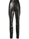 SAINT LAURENT HIGH-WAISTED LEATHER EFFECT TROUSERS