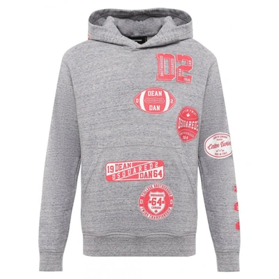 Dsquared2 Melange Cotton Hoodie In Grey