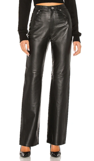 Grlfrnd Mila Leather Wide-leg Pants In Black