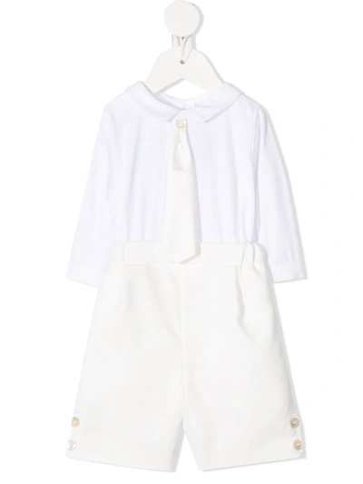 La Stupenderia Babies' 衬衫与长裤设计连体衣 In White