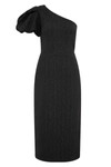 Rebecca Vallance Natalia One-shoulder Cloqué Midi Dress In Black