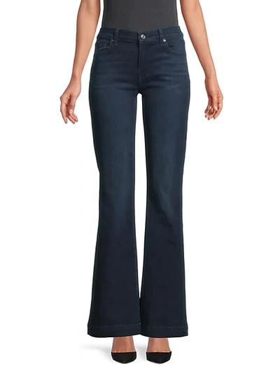 7 For All Mankind Women's Dojo Cuff Flared Jeans In Blue Black