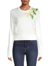 Dolce & Gabbana Lily-embellished Silk Sweater In White