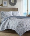 TOMMY BAHAMA HOME TOMMY BAHAMA CAPE VERDE SMOKE REVERSIBLE 3-PIECE FULL/QUEEN QUILT SET