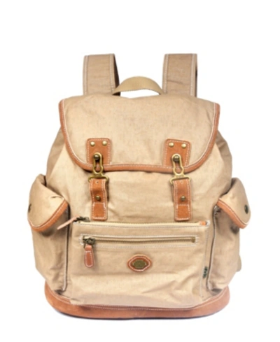 Tsd Brand Dolphin Canvas Backpack In Beige