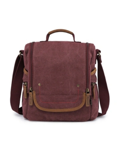 Tsd Brand Atona Traveler Canvas Crossbody Bag In Burgundy