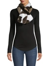 ADRIENNE LANDAU REX RABBIT FUR PULL-THROUGH CAMO SCARF,0400012495947