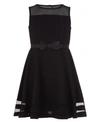 Nautica Big Girls Illusion Mesh Bow Front Dress In Black