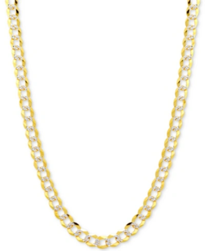 ITALIAN GOLD 28" TWO-TONE OPEN CURB LINK CHAIN NECKLACE IN SOLID 14K GOLD & WHITE GOLD