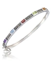 MACY'S MULTI-COLOR STONES & MARCASITE BANGLE IN STERLING SILVER