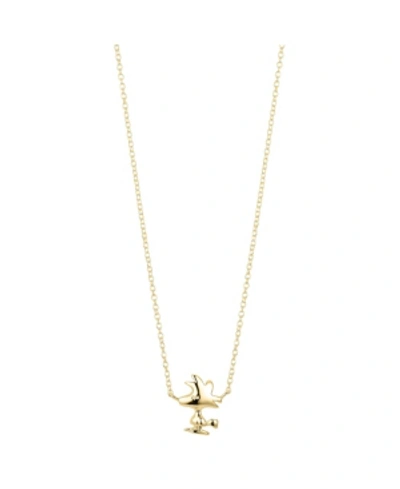 Peanuts Woodstock Station Pendant Necklace In Fine Silver Plate & Gold Flash Plated, 16"+2" Extender
