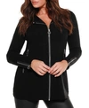 Belldini Plus Size Black Label Collared Sweater Jacket In Black