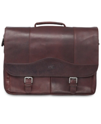 Mancini Buffalo Collection Porthole Laptop/ Tablet Briefcase In Brown