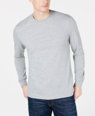Club Room Men's Long Sleeve Crew-neck T-shirt, Created For Macy's In Soft Grey