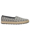 Ferragamo Espadrilles With All-over Gancini Print In Beige/black