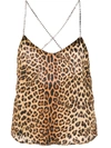 Philipp Plein Leopard-print Silk Tank Top In Brown