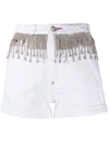 Shop Philipp Plein Crystal-embellished Denim Shorts In White