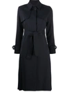 Sandro Trench Coat With Pleated Inset In Blue