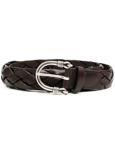 Anderson's Woven Leather Belt In Brown