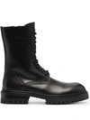 ANN DEMEULEMEESTER LEATHER COMBAT-STYLE BOOTS
