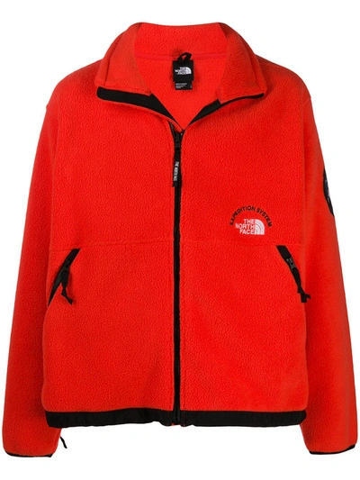 The North Face Nse Pumori Logo-embroidered Fleece Jacket In Red