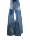 Tom Ford Leather-trimmed Distressed Patchwork High-rise Wide-leg Jeans In Blue