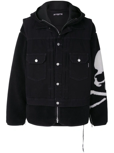 Mastermind Japan Hooded Polar Fleece Jacket & Denim Vest In Black