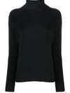 Drumohr Classic Roll Neck Sweater With Ribbed Detailing In Black