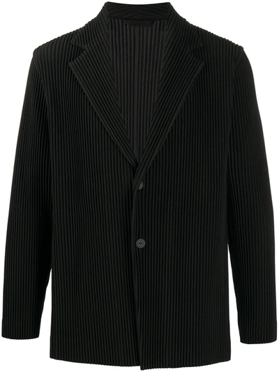 Issey Miyake Pleated Single-breasted Blazer In Black